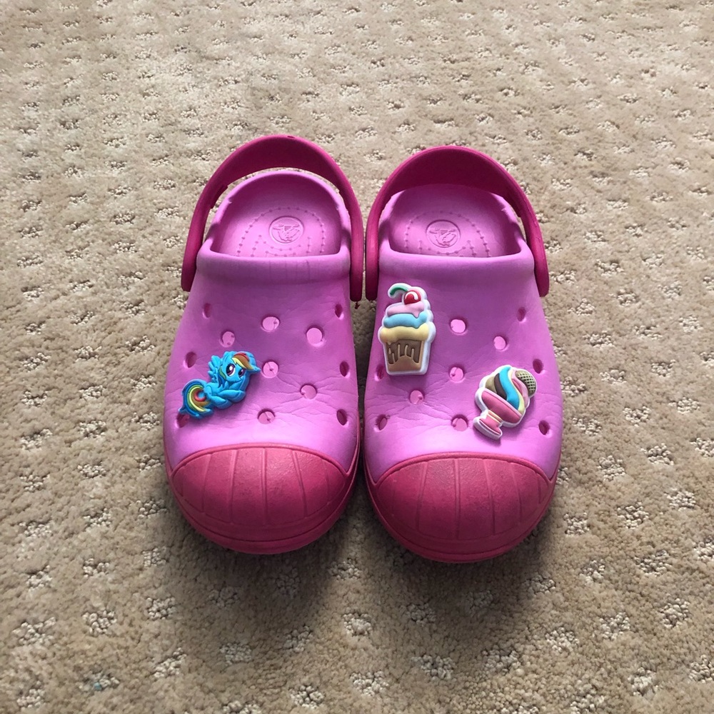 Crocs Size 12 Pink Slip Ons Bump It Clogs